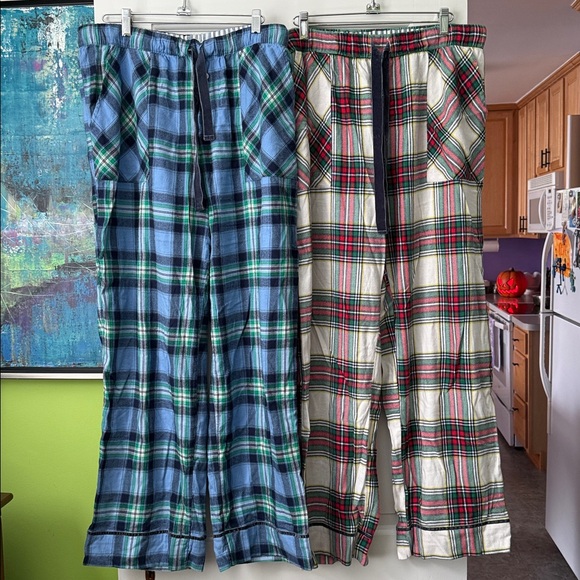 2 Aerie Striped and Plaid Pajama Pants - Picture 1 of 11